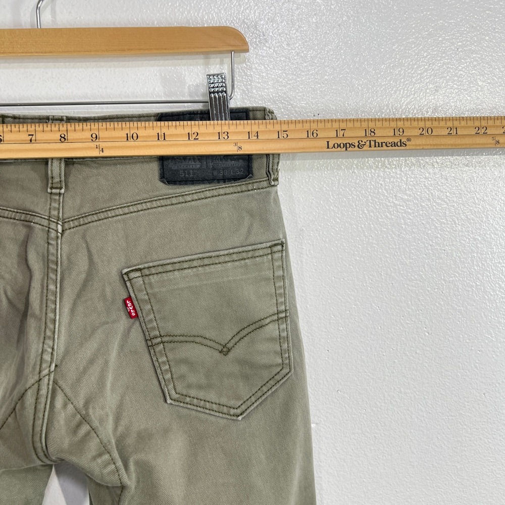 Levi's 511 Commuter Series Slim Fit Jeans Mens 30x32 Olive Green Khaki Stretch - Picture 10 of 12